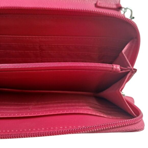 Giani Bernini's Crossbody Bag Hot Pink Rosettes Adjustable Straps Slip Pockets - Picture 8 of 15